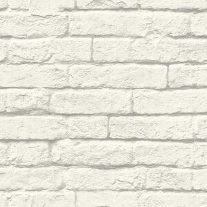 MAGNOLIA HOME Joanna Gaines Prepasted Wallpaper 56 sq ft Brick & Mortar White